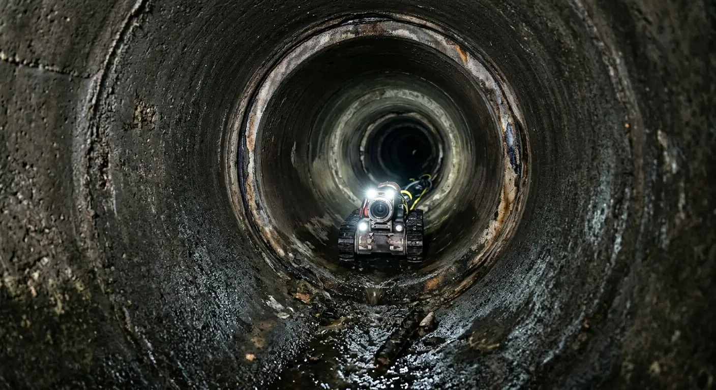 Robotic sewer camera inspecting pipe interior for Sewer Line Cleaning in Riviera Beach